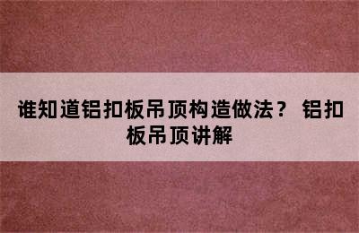 谁知道铝扣板吊顶构造做法？ 铝扣板吊顶讲解